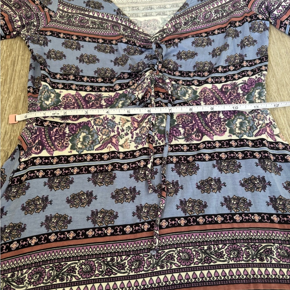 As U Wish Blue and Purple Patterned V-Neck Midi Dress - Picture 11 of 12
